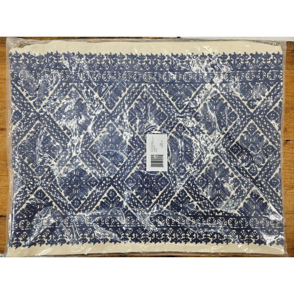 New Ralph Lauren Haywood Embroidery Pillow Cover 15x20 Cream Navy